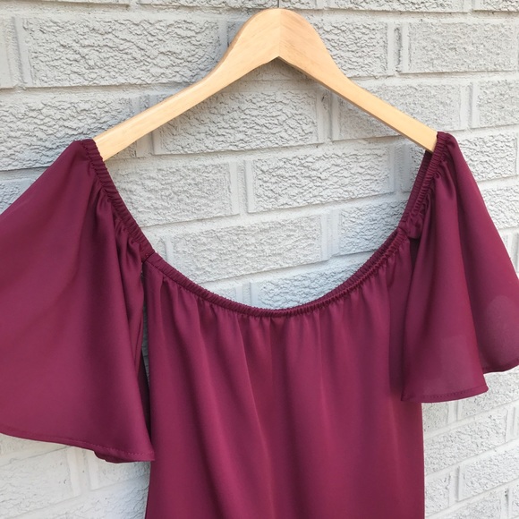 Impeccable Pig Wine Off the Shoulder Tunic - Picture 7 of 8